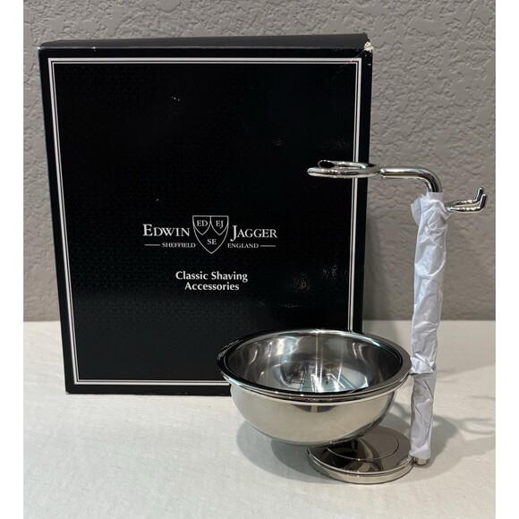 Edwin Jagger Chrome Plated Razor Stand / Brush Holder & Bowl NEW - Picture 1 of 4